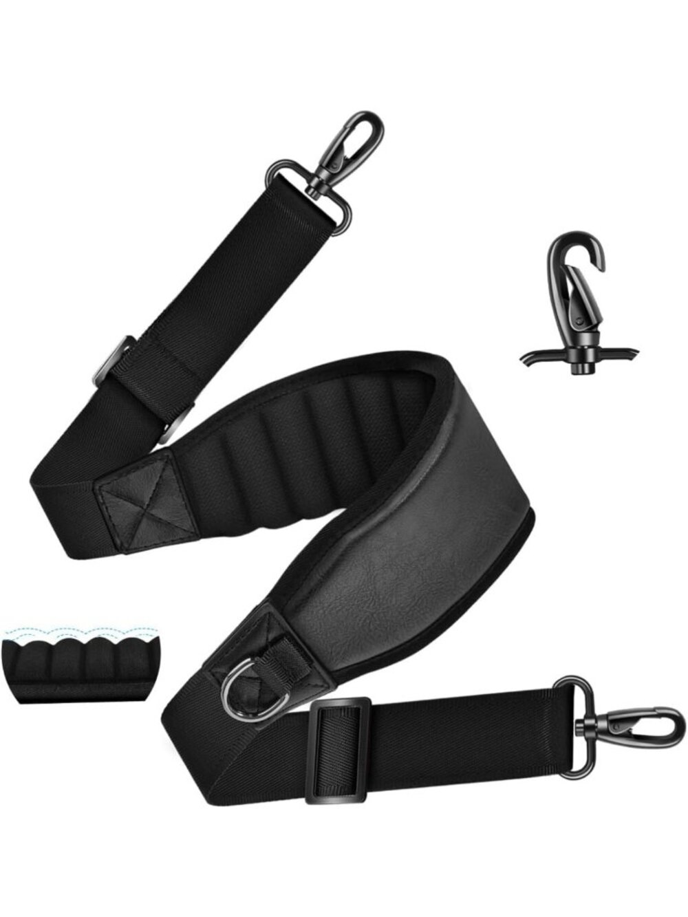 68-Inch Adjustable Shoulder Strap with 3D Cushion Pad for Comfort & Support
